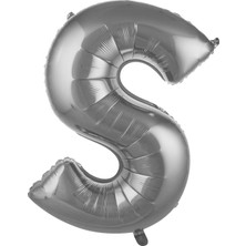 Pembecin  Balon S Harf 76 cm Gümüş Folyo Balon 34 Inc