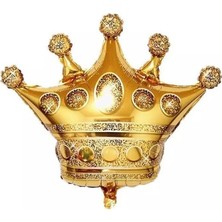 Pembecin  Folyo Balon Doğum Günü Balonu Parti Balonu 100 cm Gold Kral Taç