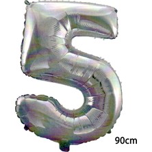 Pembecin  90 cm 5 Rakamı Folyo Balon Gümüş