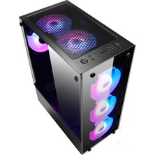 Gameforce GF-8307 Glass 4X120MM RGB Kontrolcü ve Kumandalı Fanlı Oyuncu Kasası