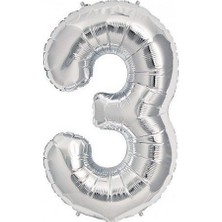 Pembecin Gümüş Folyo Balon 3 Rakamı