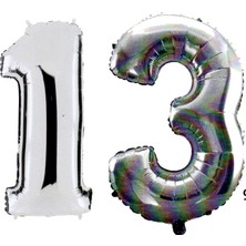 Vegetti  13 Yaş Sayı Folyo Balon Gümüş 90 cm