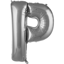 Vegetti  Balon P Harf 76 cm Gümüş Folyo Balon 34 Inc