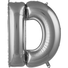 Vegetti  Balon D Harf 76 cm Gümüş Folyo Balon 34 Inc
