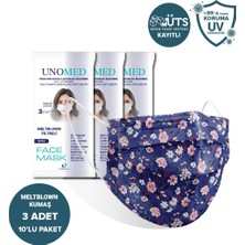 Unomed Face Mask Unomed Diana 3 Katlı Ultrasonik Meltblown Filtreli 10'Lu 3paket Cerrahi Maske-Burun Telli