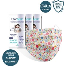 Unomed Face Mask Unomed Spring Flowers 3 Katlı Ultrasonik Meltblown Filtreli 10'Lu 3paket Cerrahi Maske-Burun Telli