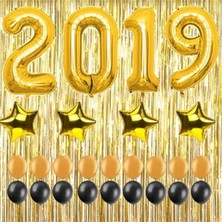 King Shark Kingshark  Balon 2019 Rakam Balon Seti -90 cm Gold - Balon Pompası !