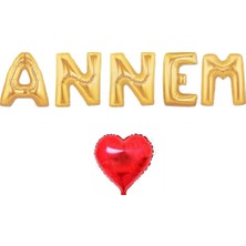 Ez Jet Ezjet  Gold Annem Folyo Balon Seti ve Kalp Balon