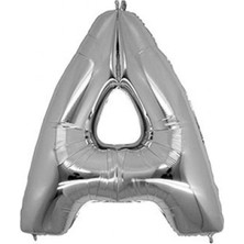 Ez Jet Ezjet  A (Silver) Harf Folyo Balon - 90 cm - Gümüş Folyo Harf Balon