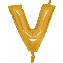 Pazariz  V (Gold) Harf Folyo Balon - 90 cm - Altın Folyo Harf Balon
