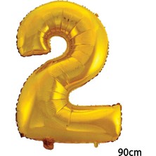 Ez Jet Ezjet  90 cm 2 Rakamı Folyo Balon Altın