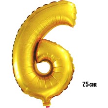 Ez Jet Ezjet  75 cm 6 Rakam Folyo Balon Altın
