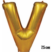 Ez Jet Ezjet  75 cm V Harfi Folyo Balon Altın
