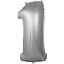 Ez Jet Ezjet  Balon 1 Rakam 76 cm Gümüş Folyo Balon 34 Inc