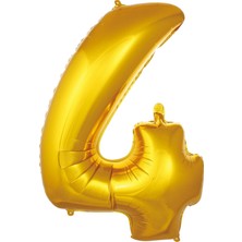 Ez Jet Ezjet  Balon 4 Rakam 76 cm Gold Folyo Balon 34 Inc