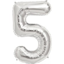 Pembecin  Balon 5 Rakamı Gümüş 100 cm Folyo Balon