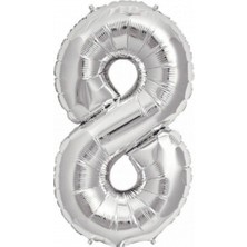 Pembecin  Balon 8 Rakamı Gümüş 100 cm Folyo Balon