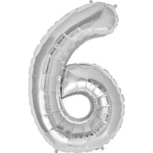Pembecin  Balon 6 Rakamı Gümüş 100 cm Folyo Balon