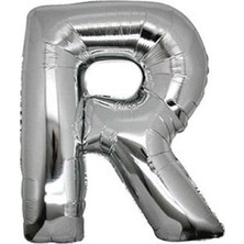 Pembecin  R (Silver) Harf Folyo Balon - 90 cm - Gümüş Folyo Harf Balon