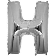 Pembecin  H (Silver) Harf Folyo Balon - 90 cm - Gümüş Folyo Harf Balon