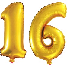 Vegetti  16 Yaş Sayı Folyo Balon Altın 90 cm