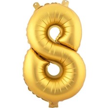 Vegetti  8 (Gold) Rakam Folyo Balon - 90 cm - Altın Folyo Rakam Balon