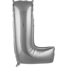 Vegetti  Balon L Harf 76 cm Gümüş Folyo Balon 34 Inc