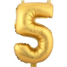 Fırsat Ayı Fırsatayı  5 (Gold) Rakam Folyo Balon - 90 cm - Altın Folyo Rakam Balon