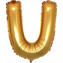 Ez Jet Ezjet  U (Gold) Harf Folyo Balon - 90 cm - Altın Folyo Harf Balon