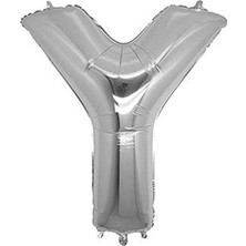 Ez Jet Ezjet  Y Harf Silver Gümüş Folyo Balon Harfli Helyum Balon 100 cm Dev Boy