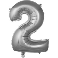 Fırsat Ayı Fırsatayı  Balon 2 Rakam 76 cm Gümüş Folyo Balon 34 Inc
