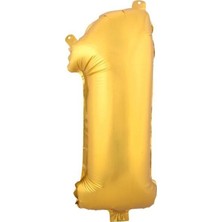 Fırsat Ayı Fırsatayı  1 (Gold) Rakam Folyo Balon - 90 cm - Altın Folyo Rakam Balon