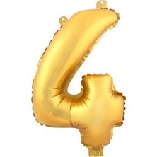 Fırsat Ayı Fırsatayı  4 (Gold) Rakam Folyo Balon - 90 cm - Altın Folyo Rakam Balon