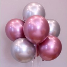 Fırsat Ayı Fırsatayı  Balon Parti Balonu Krom Balon Gümüş-Pembe Balon 5 Adet