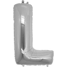 Fırsat Ayı Fırsatayı  L Harf Silver Gümüş Folyo Balon Harfli Helyum Balon 100 cm Dev Boy