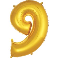 Fırsat Ayı Fırsatayı  Balon 9 Rakam 76 cm Gold Folyo Balon 34 Inc