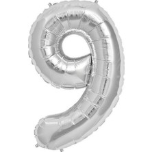 Fırsat Ayı Fırsatayı  Balon 9 Rakamı Gümüş 100 cm Folyo Balon