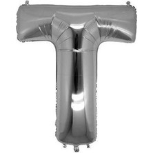 Fırsat Ayı Fırsatayı  Gümüş Renk Folyo Balon T Harfli Helyum Balon 100 cm Dev Boy