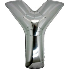 Fırsat Ayı Fırsatayı  Harf Folyo Balon Y Harfi Büyük Boy Balon Gümüş/gri 100CM