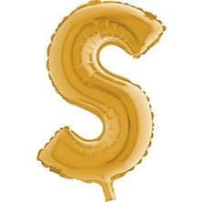 Fırsat Ayı Fırsatayı  S (Gold) Harf Folyo Balon - 90 cm - Altın Folyo Harf Balon