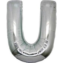 Fırsat Ayı Fırsatayı  U (Silver) Harf Folyo Balon - 90 cm - Gümüş Folyo Harf Balon