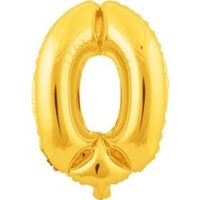 Pembecin  0 (Gold) Rakam Folyo Balon - 90 cm - Altın Folyo Rakam Balon