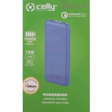 Celly 10000 Mah 18W Qualcomm 3.0 Usb-C Hızlı Şarj Powerbank