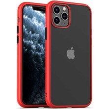 Kzy Apple iPhone 11 Pro Kapak Arkası Şeffaf Kenarları Renkli Exclusive Kılıf - Kırmızı