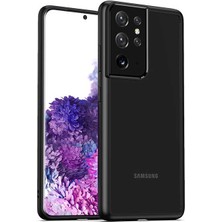Kzy Samsung Galaxy S21 Ultra Kapak Arkası Şeffaf Kenarları Renkli Exclusive Kılıf - Siyah
