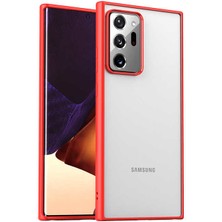 Kzy Samsung Galaxy Note 20 Ultra Kapak Arkası Şeffaf Kenarları Renkli Exclusive Kılıf - Kırmızı