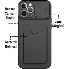 Case World Caseworld Apple iPhone 7 Kapak Lensi Açılır Kapanır Kamera Korumalı Kartvizitli Silikon Kılıf - Koyu Yeşil