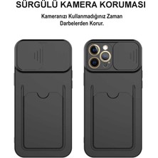 Case World Caseworld Apple iPhone 7 Kapak Lensi Açılır Kapanır Kamera Korumalı Kartvizitli Silikon Kılıf - Koyu Yeşil