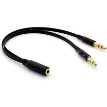 Keepro Kulaklık Mikrofon Ayırıcı Splitter Kablo 2 x 3, 5 mm Stereo Kablo