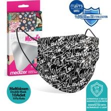 Medizer Hi Bro Desenli Meltblown Kumaş Full Ultrasonik 3 Katlı Cerrahi Maske - Burun Telli